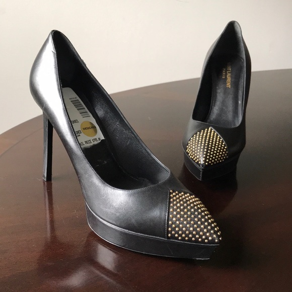 Saint Laurent Paris 10M Studded Pointed Toe Pumps - Picture 5 of 8